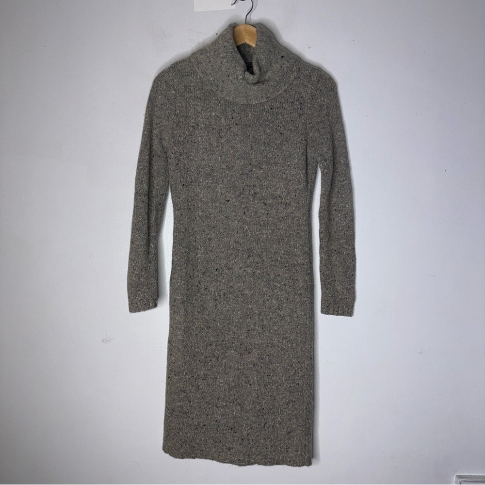 Lauren Ralph Lauren Grey Wool Alpaca Blend Cowl Neck Midi Sweater Dress Small